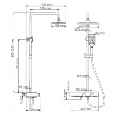Душевая система WasserKRAFT Thermo A11401 с термостатом черная глянцевая
